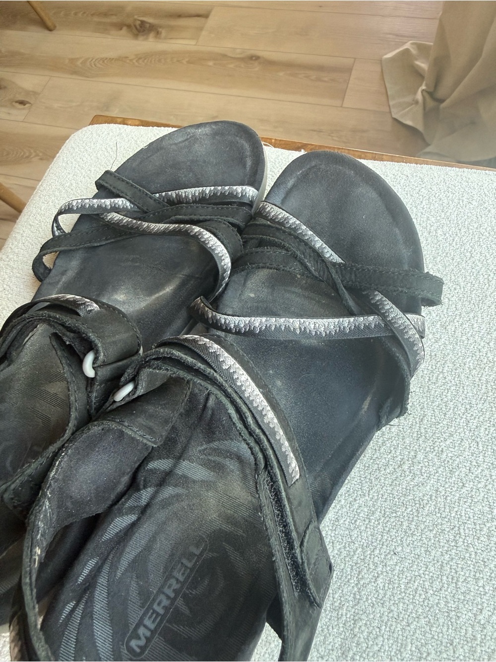 Merrell Women’s Strappy Sandals Adjustable Hook & Loop Black Gray US 11 EU 42 - Picture 4 of 7